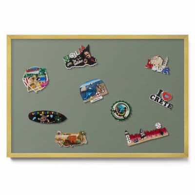 Tulup Magneetbord met Gouden Frame - Olijf Magneetbord in Stijlvolle Kleuren - 60 cm x 40 cm - Olijfkleur - Magnetisch Bord Decoratief - Magneetbord Multifunctioneel - Magneetbord Voor Thuiskantoor