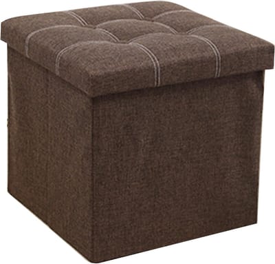 Opbergkruk - Opvouwbare zitting - Opbergbox - Voetenbank-30*30*30cm-Bruin