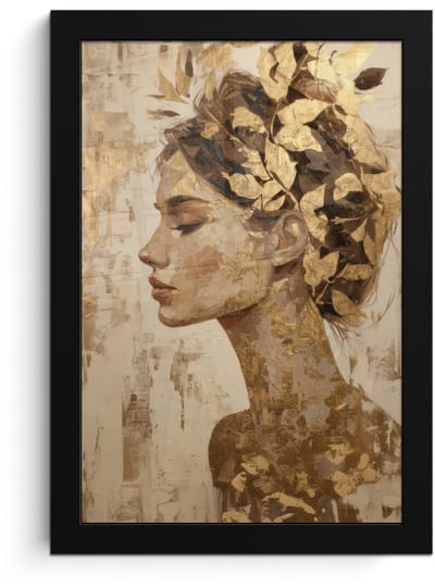 Poster in lijst - Fotolijst 20x30 cm - Posters - Vrouw - Goud - Abstract - Textuur - Posterlijst zwart - Decoratie - Wanddecoratie woonkamer - Muurdecoratie slaapkamer
