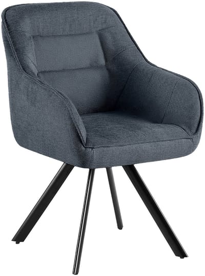 CLP Pettuli Eetkamerstoel - draaibaar 180° - met armleuning - fauteuil - rugleuning - gestoffeerde stoel - belastbaar tot 150 kg - Stof/donkergrijs