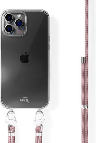 xoxo Wildhearts siliconen hoesje - Geschikt voor iPhone 11 Pro Max - Rosé Vibes - Telefoonhoesje - Hoesje met koord - Telefoonkoord - Rosé Goud - Transparant hoesje