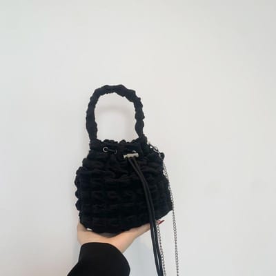Sac à bulles frais mignon Sac à bandoulière croisé plissé de style nouveau à la mode Personnalité Ins Seau Femmes black