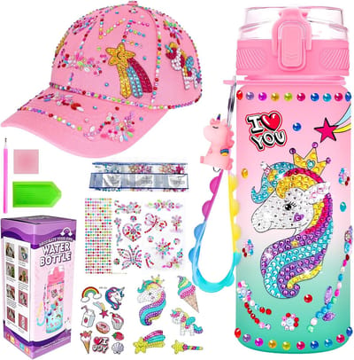 Unicorn Cadeaus voor Meisjes - Verjaardagscadeau voor 4 tot 10 Jaar - DIY Waterfles Versieren en Pet voor Kinderen