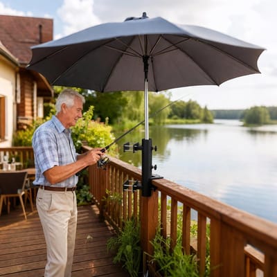Parasolhouder Balkon - Reling Klem - Terras Genieten - Ruimtebesparend Ontwerp - 3-45 cm Reling - Zwart