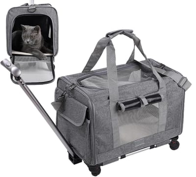 Honden Reistas - Dieren Vervoerder - Reizen met Huisdier - Afneembaar Chassis - 46x28x39cm - Grijs