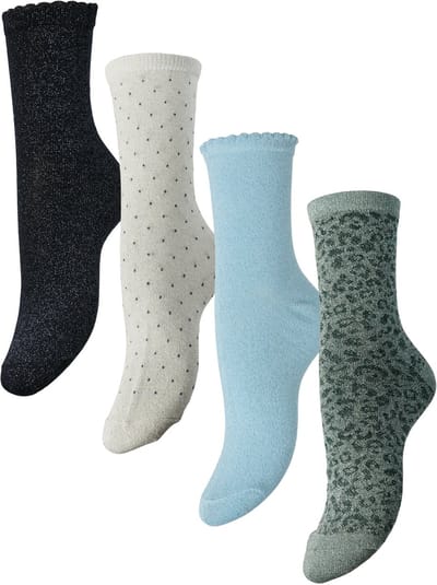 PIECES - PCSEBBY GLITTER LONG 4-PACK MIX NOOS BC - Dames - Sokken