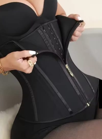 Corset - XL - Zwart - Met haakjes en rits - Body shapewear - Shapewear corset - Zweetband buik - Afslankband - Corrigerend ondergoed