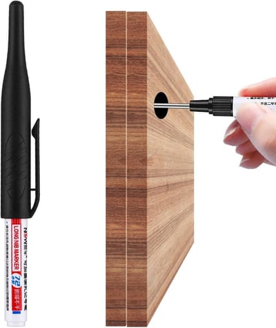 Markeerpen Diep Gat - Timmermanspen Lange Punt - Precisie Markeren - 32mm Penpunt Lengte - 15cm Lengte - Zwart