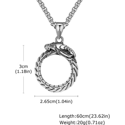 Vnox Persoonlijkheid Draak Cirkel Hanger Kettingen voor Mannen, Coole Punk Retro Metalen Kettingen, Viking Sieraden gray