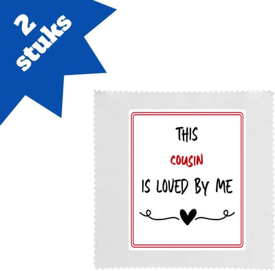 Akyol - this cousin is loved by me brillendoekjes - Neef - iemand die houdt van zijn neef - verjaardag - cadeautje voor neef - neef artikelen - kado - geschenk - 17,8 bij 17,8 cm - 2 stuks
