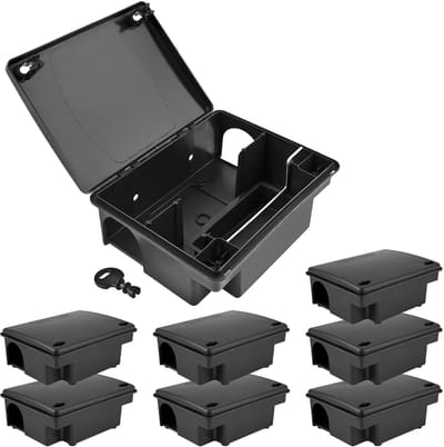 Dailygoods- Lokdoos Effectieve Multi-Box - Lokdoos Ratten - Lokdoos Muizen - Robuuste Kunststof - Aantal: 8 - Veilig Aas Aanbrengen - Knaagdierlokdoos