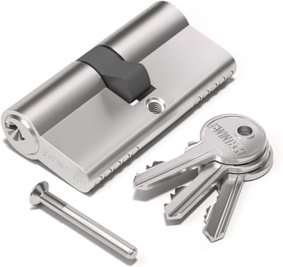 Bwintech 1pcs 95mm (45/50) Satin Nickel Euro Cylinder Lock Cylinder Lock Door Key/Key with 3 Standard Keys Anti-Theft - ShopVlot