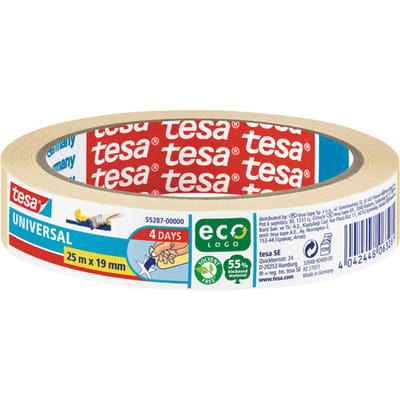 Tesa Afplaktape - 1x rol - wit - 19 mm x 25 m - schilderstape - maskeertape - Masking tape