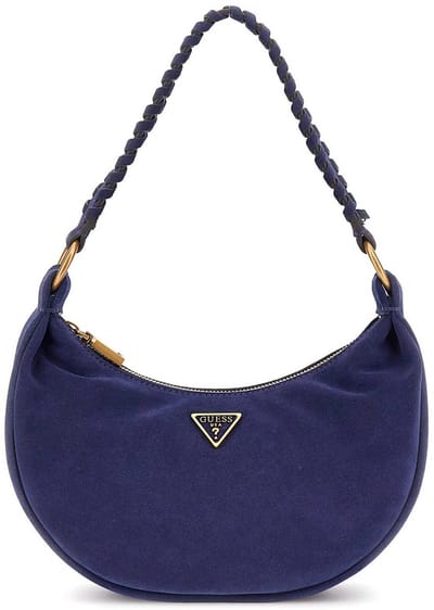 GUESS Leren schoudertas Amita Hobo Crossbody Bag Midnight donkerblauw