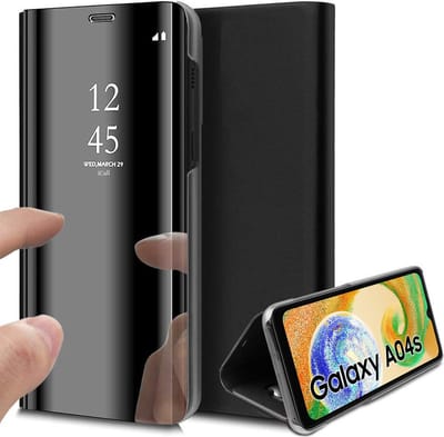 Hoesje geschikt voor Samsung Galaxy A04s / A13 5G - Book Case Spiegel Zwart