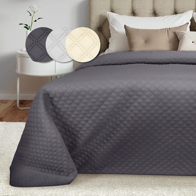 Famanu - Bedsprei 240x260 cm antraciet, gewatteerde ademende deken