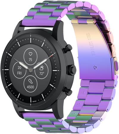 123watches kralen stalen schakel band - kleurrijk - 22mm - Geschikt voor Garmin Vivoactive 4 / Venu 2 & 3 / Forerunner 255 & 265 / Overige smartwatches met 22mm bandje