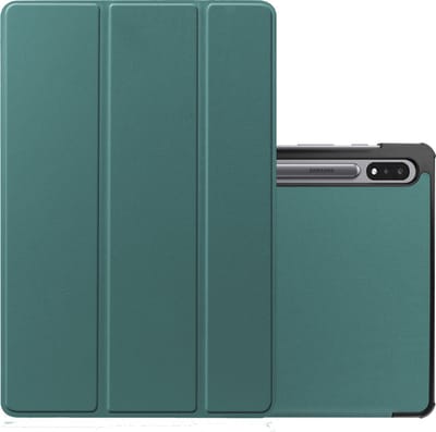 Hoes - Geschikt voor Samsung Galaxy Tab S8 Ultra - Dun & Stevig - Trifold Bookcase - Hard Cover - Hardcover Book Case - Tablet Hoesje - Donkergroen
