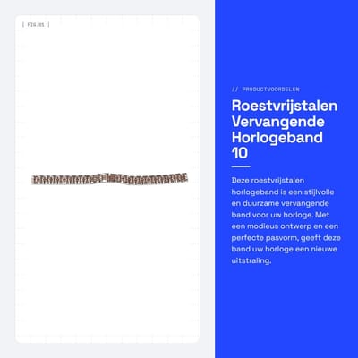 Dailygoods- Horlogeband Roestvrij Staal - Vervangende Horlogeband - Horlogeband 10mm - Modieuze Accessoire - Recht/Gebogen Uiteinde - Schokbestendig - Horlogeketting
