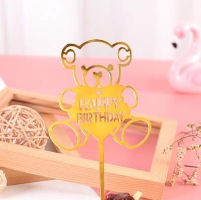 Akyol - Happy Birthday Taart Topper - taart topper happy birthday - taart topper happy birthday goud - Beertje - Lazy font Goud - Taart topper - Cake topper - Happy birthday - Verjaardagstaart topper - Verjaardag