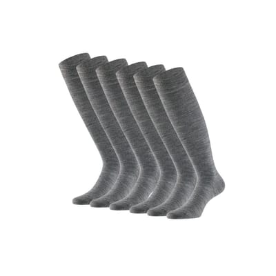 Merino Wollen Kniekousen - Unisex - 6-Pak - Midden Grijs / 43/46