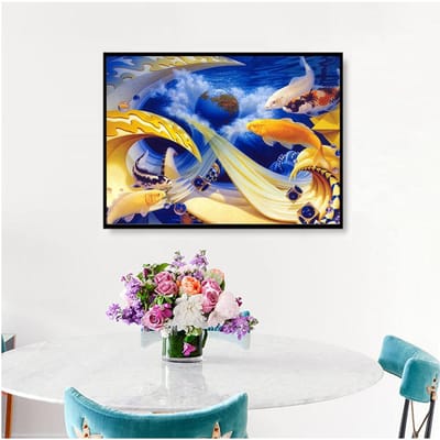 Diamant borduurwerk kruissteek vis diamant schilderachtige foto van strass diamant kunst 20X30CM blue