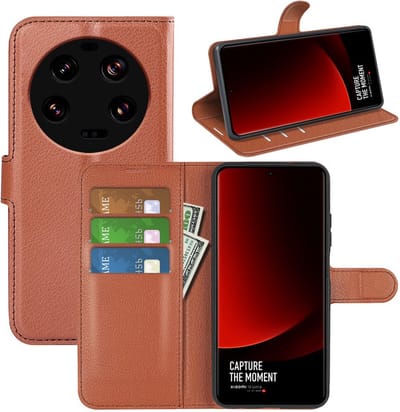 MobyDefend Hoesje - Geschikt voor Xiaomi 13 Ultra - Kunstleren Wallet Book Case (Sluiting Voorkant) - Bruin