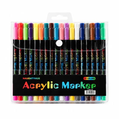 Acrylmarkerset - 36 stuks, 72 kleuren - Zachte punten en kleuren in lagen - Twee uiteinden met elk een kleur - Basisverpakking