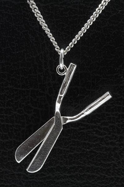 Zilveren Heggeschaar ketting hanger