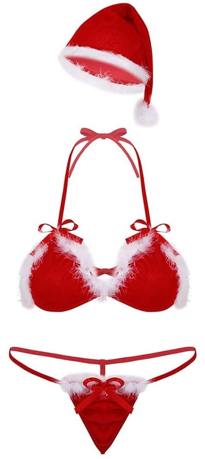 Dailygoody - Lingerie set dames - Sexy ondergoed - Perfect voor kerst - Rood - Transparante pyjama - Feestelijke lingerie set - Eén maat