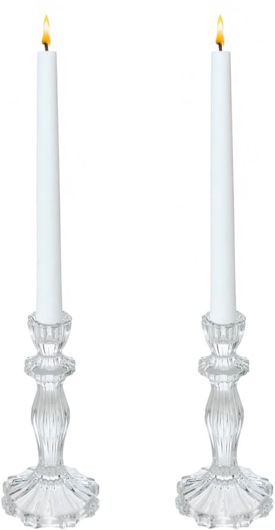 Decoration kaarsen kandelaar Decoglass - 2x - voor dinerkaarsen - glas - transparant - 10 x 20 cm
