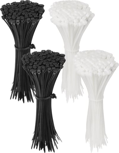 Polyamide kabelbinders, Tie Rips, zwart+wit 140x2,5 mm / 400 stuks