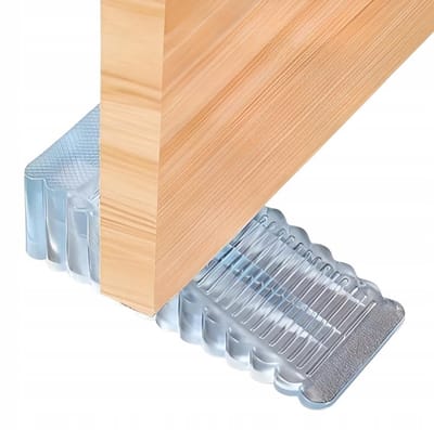 Verpakking met 10 transparante siliconen deurwiggen en deurstoppers.