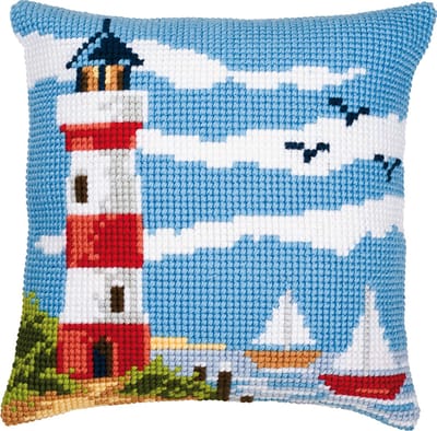 Vervaco - Kruissteekkussen kit - Vuurtoren - PN-0008601 - Borduren - Borduurpakket - Borduurpakket volwassenen - Borduurpakket kind