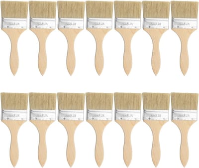 Set van 14 Houten Kwasten 205 x 75 mm voor Buiten, Schilderen, Tuinieren en Workshops - Plat en Veelzijdig