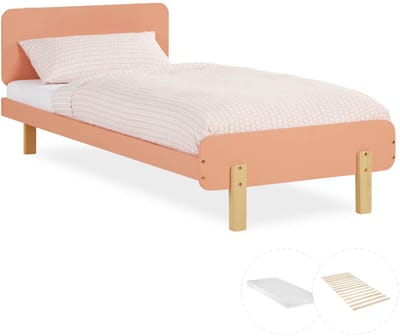 Homestyle4u Kinderbed - 90x200 cm - Houten bed - met matras - Rood