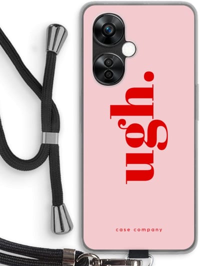 Case Company® - Hoesje met koord geschikt voor OnePlus Nord CE 3 Lite hoesje met Koord - Ugh - Telefoonhoesje met Zwart Koord - Bescherming aan alle Kanten en Over de Schermrand
