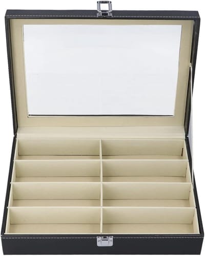 Brillen Opbergdoos - Zonnebril Organizer - Thuis Gebruik - 8 Vakken - 33.5 cm - Zwart