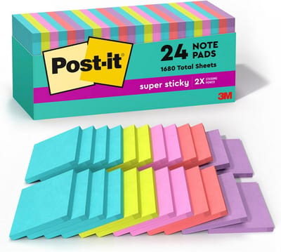 Post-it Super Sticky Notes 7,6 x 7,6 cm - 70 vellen - 24 blokjes - Miami-collectie