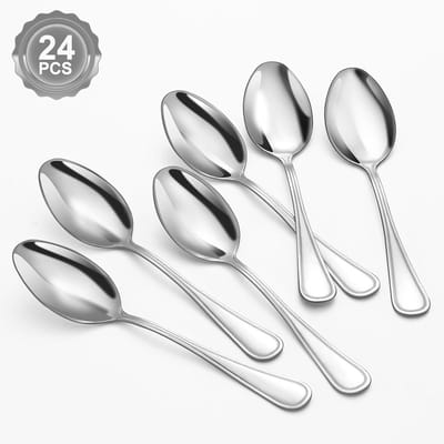 Soeplepelset, 20,3 cm (8 inch) lepelset, roestvrijstalen eetlepels, hoogglanzend gepolijst tafellepels, vaatwasmachinebestendig, zilveren lepels voor huis, keuken of restaurant