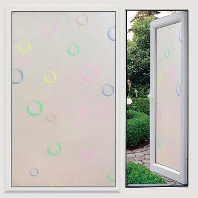 1 Rouleau avec Adhésif Film Fenêtre à Motifs Bulles Colorées Autocollant Fenêtre, Autocollant Fenêtre Verre Découpé Fenêtre Salle de Bain Bureau Cuisine 4m gray