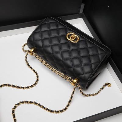 Kleine Geurige Wind Diamant Ketting Handtas Mode Schoudertas Crossbody Tas Kleine Vierkante Tas black