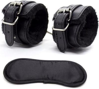 Jumada's - SM Bondage Sex Oogmasker: Erotische Lederen Masqueradespeeltjes voor Volwassenen met Handboeien, Blinddoek en Zwarte Oogmaskers
