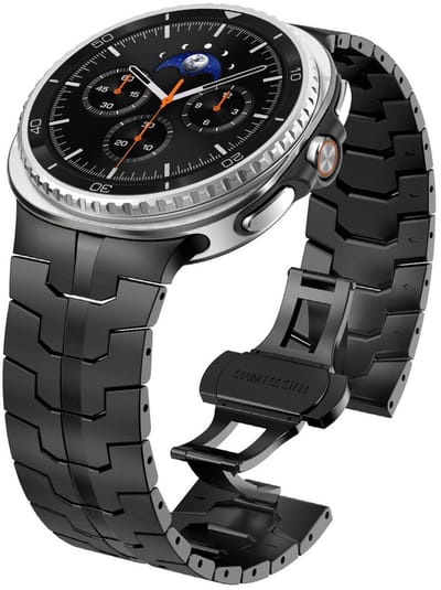Luxe stalen bandje - geschikt voor Samsung Galaxy Watch 8 (40mm) / Galaxy Watch 8 (44mm) / Galaxy Watch 8 Classic - rvs schakelband met vlindersluiting - zwart