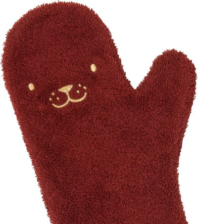 Nifty - The Original Baby Shower Glove – baby douche handschoen voor beter grip op je baby bij het douchen - origineel kraamcadeau - lange baby washand - Bordeaux rood