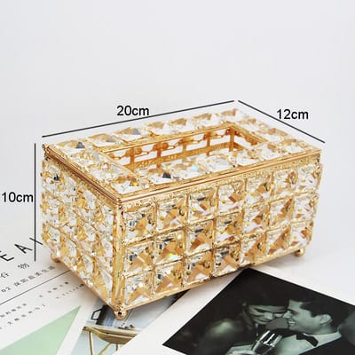 Kristallen Tissuebox Servet Toiletpapier Huis Bureau Uittrekbaar Type Handdoekhouder Cosmetica Sieraden Opbergruimte beige