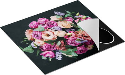 Chefcare Inductie Beschermer Boeket met Verschillende Bloemen - 60x50 cm - Afdekplaat Inductie - Kookplaat Beschermer - Inductie Mat