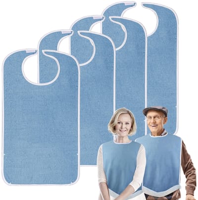 Slabbetjes voor volwassenen - Unisex, badstof, absorberende voorkant, waterdichte achterkant, gemakkelijk schoon te maken en kruimelvanger