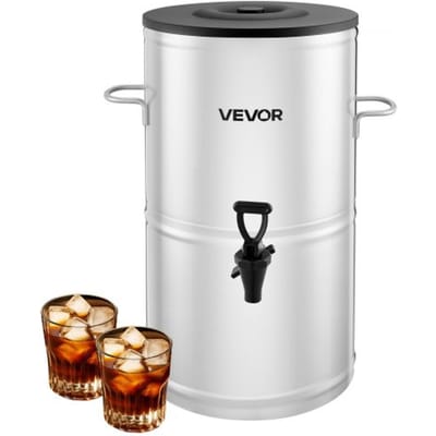 VEVOR Iced Tea Dispenser, 304 roestvrij staal, 15L drankdispenser met kraan en handvat, geschikt voor warme en koude dranken, voor ijsthee, koffie en water in cafés en restaurants