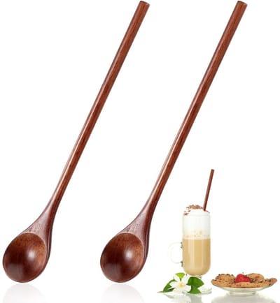 EXCITAT 2 stuks - Houten lepel - Honinglepel - Houten lepel met lange steel - Geschikt voor koffie, honing, thee, soep, koken - 20 cm
